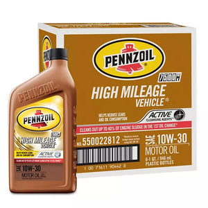 Pennzoil High Mileage SAE 10W-30 Motor Oil (6-pack/1 quart bottles)
