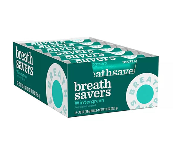 BREATH SAVERS Wintergreen Rings, Individually Wrapped Sugar Free Breath Mints Rolls (0.75 oz., 24 ct.)