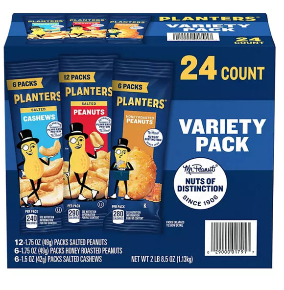 Planters Nuts Cashews and Peanuts Variety Pack (40.5 oz., 24 pk.)