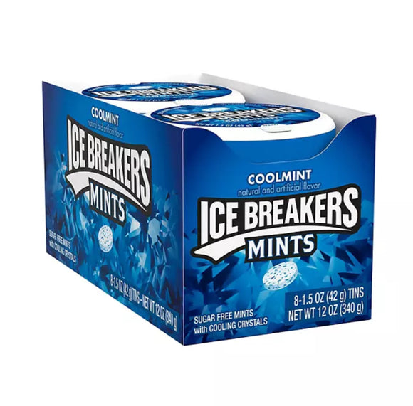 ICE BREAKERS Coolmint With Cooling Crystals, Sugar Free Breath Mints Tins (1.5 oz., 8 ct.)