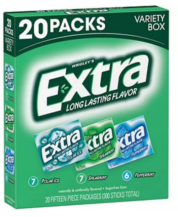 Extra Mint Sugar Free Chewing Gum Bulk Variety Pack (15 pc., 20 pk.)