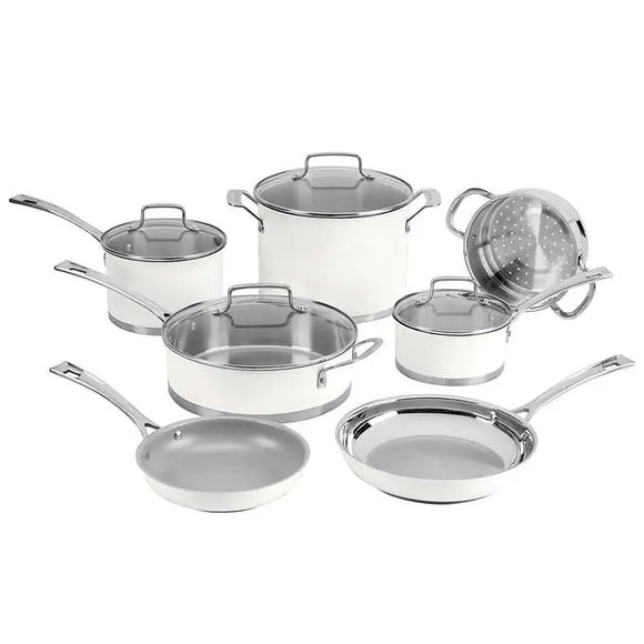 Cuisinart 11-piece Stainless Steel Cookware Set, Matte White