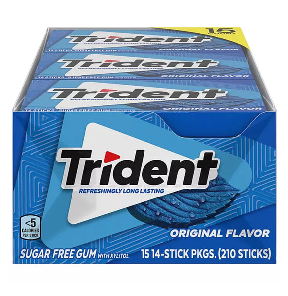 Trident Original Flavor Sugar-Free Gum (14 pc./pk., 15 pk.)