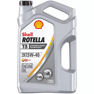 Shell Rotella T5 15W-40 Synthetic Blend Heavy-Duty Diesel Engine Oil, (3-pack/1 gallon bottles)