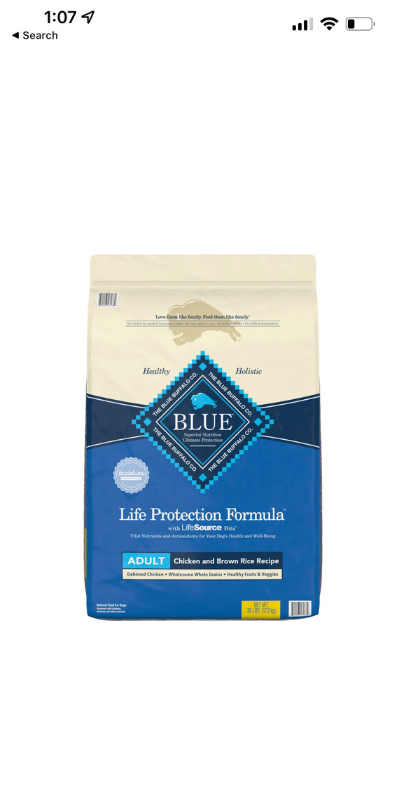 Blue Buffalo Life Protection Formula Natural Adult Dry Dog Food, Chicken & Brown Rice (38 lbs.)