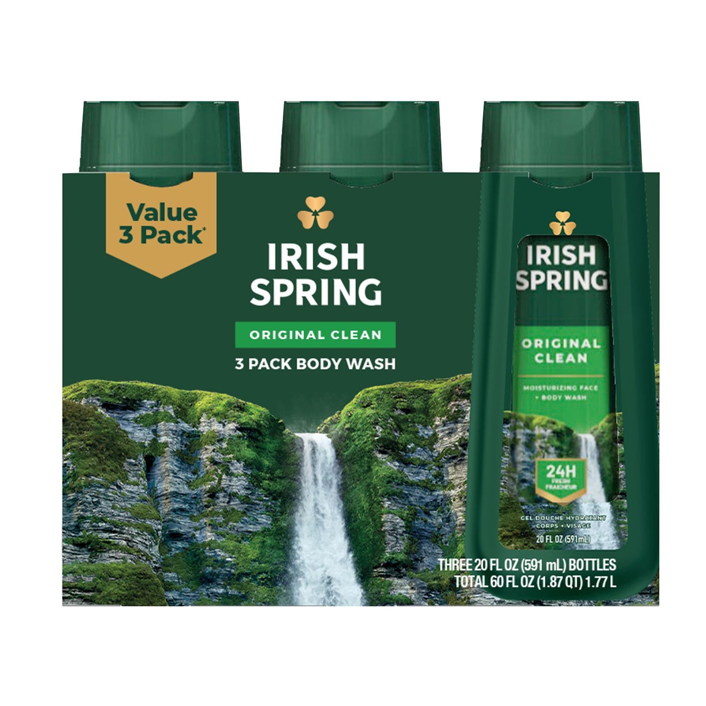 Irish Spring Original Clean Body Wash for Men, 3 ct./20 oz.