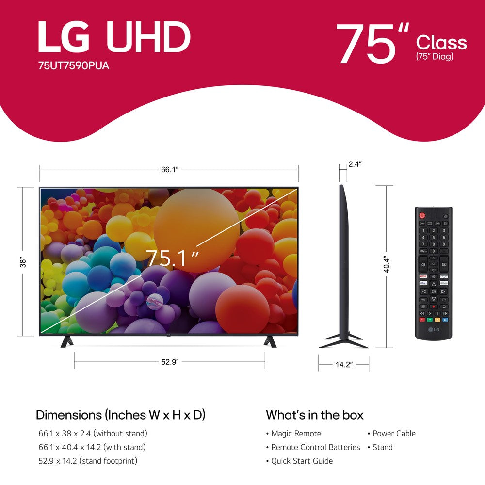 LG - 75” Class UT75 Series LED 4K UHD Smart webOS TV - (2024)