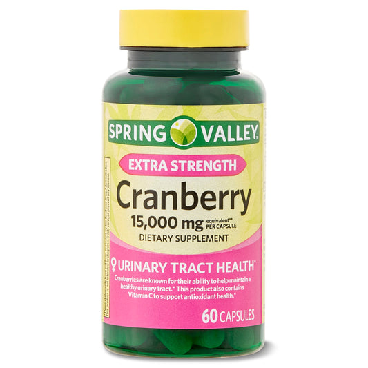 Spring Valley Extra Strength Cranberry Dietary Supplement Capsules, 15,000mg, 60 Ct