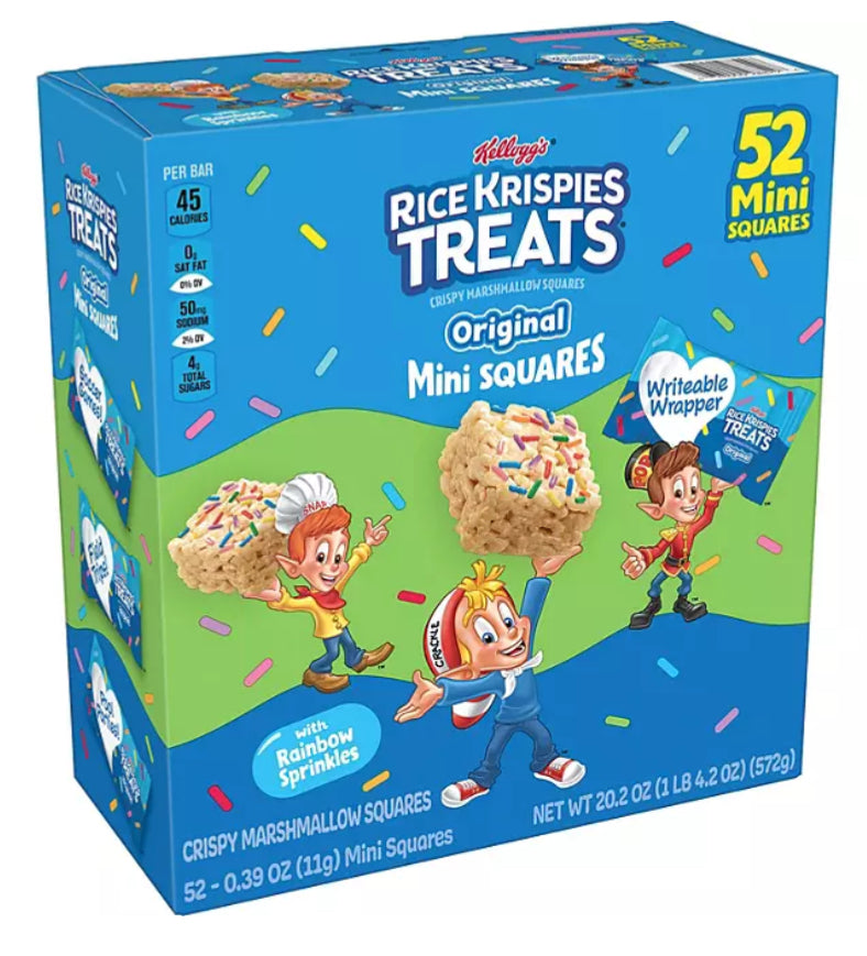 Kellogg's Rice Krispies Treats Mini Squares, Original with Rainbow Sprinkles (52 ct.)