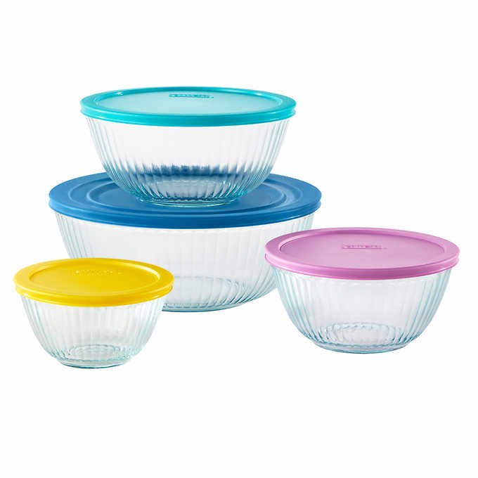 Pyrex 8-piece Glass Sculpted Mixing Bowl Set