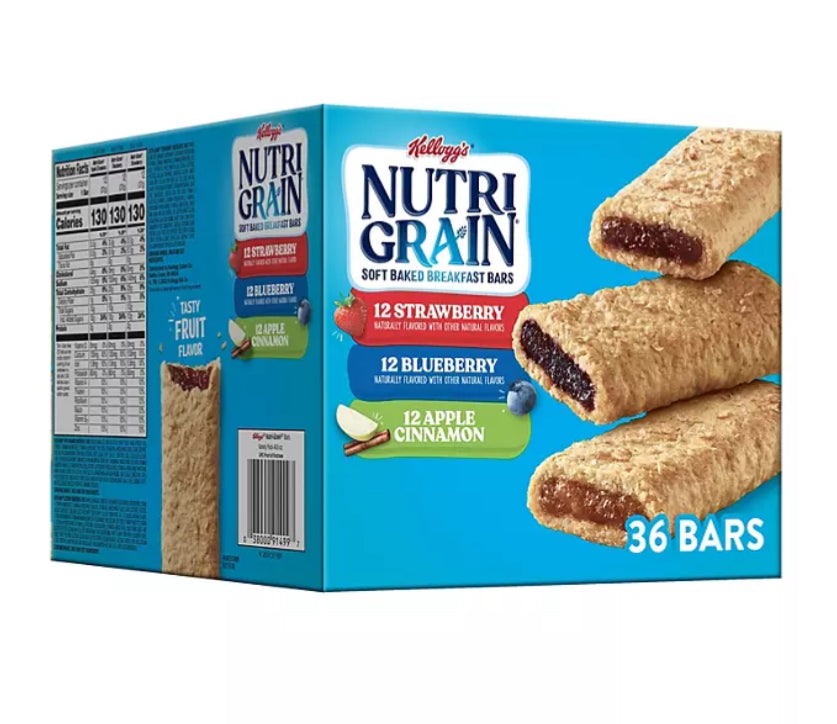 Kellogg's Nutri-Grain Bars Variety Pack (1.3 oz., 36 pk.) – Yopooh