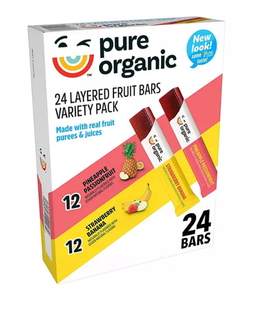 Pure Organic Layered Fruit Bars, Variety Pack (0.63 oz., 24 ct.)