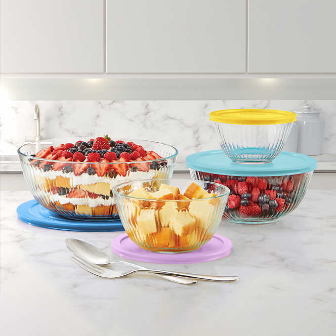 Pyrex 8-piece Glass Sculpted Mixing Bowl Set