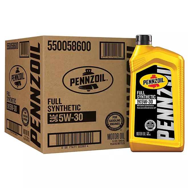 Pennzoil Full Synthetic 5W-30 Motor Oil (6 Pack/ 1 Quart Bottles)