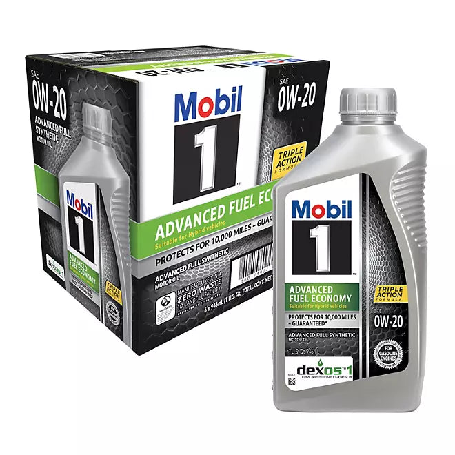 Mobil 1 0W-20 Advanced Fuel Economy Motor Oil (6 pack, 1-quart bottles)